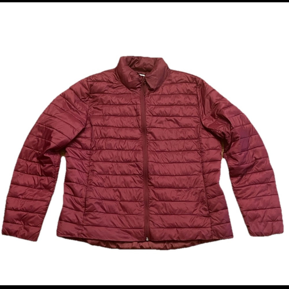 Old Navy Active Maroon Lightweight Quilted Puffer Jacket XL Full Zip